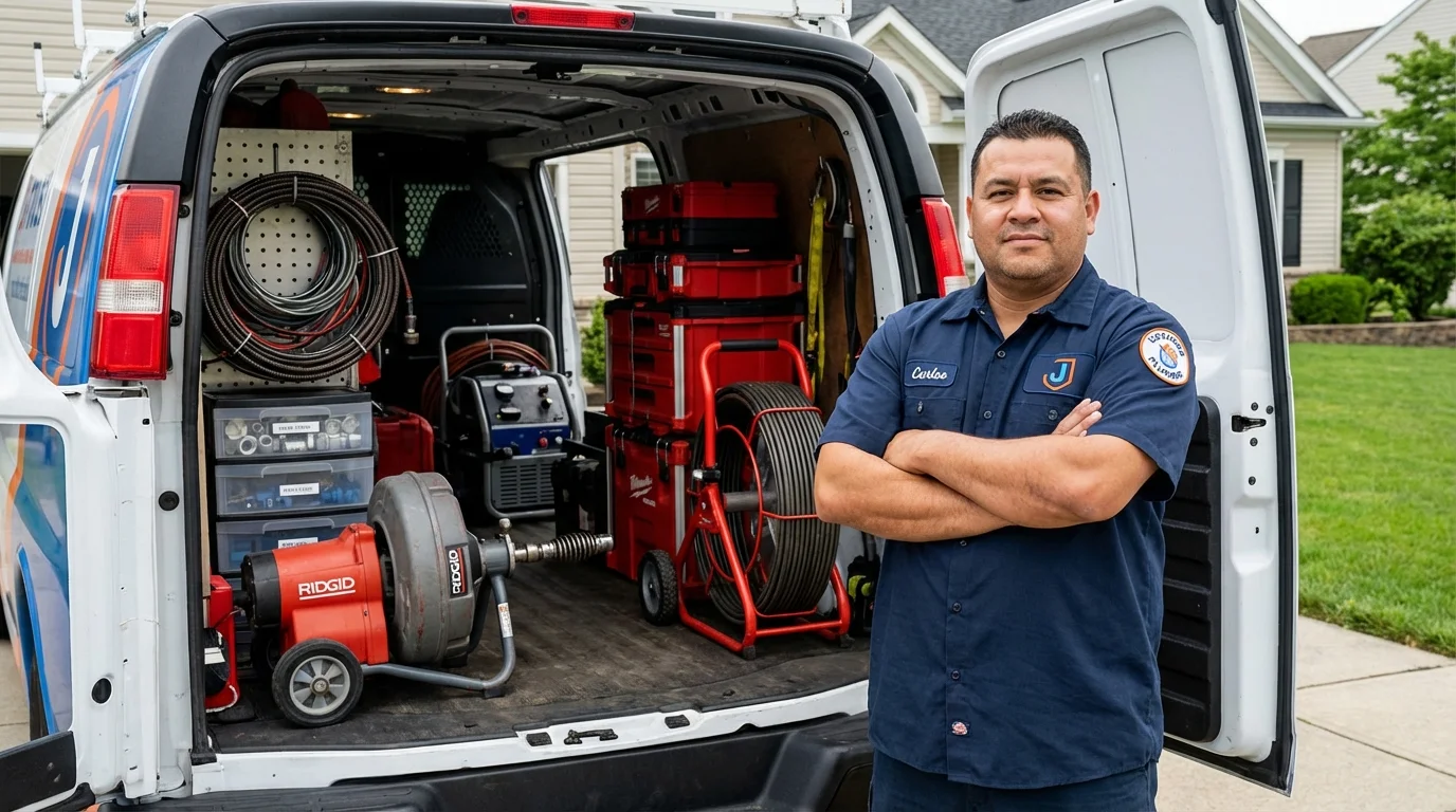 Professional drain cleaning equipment and Johns Plumbing LLC plumber in Osterville