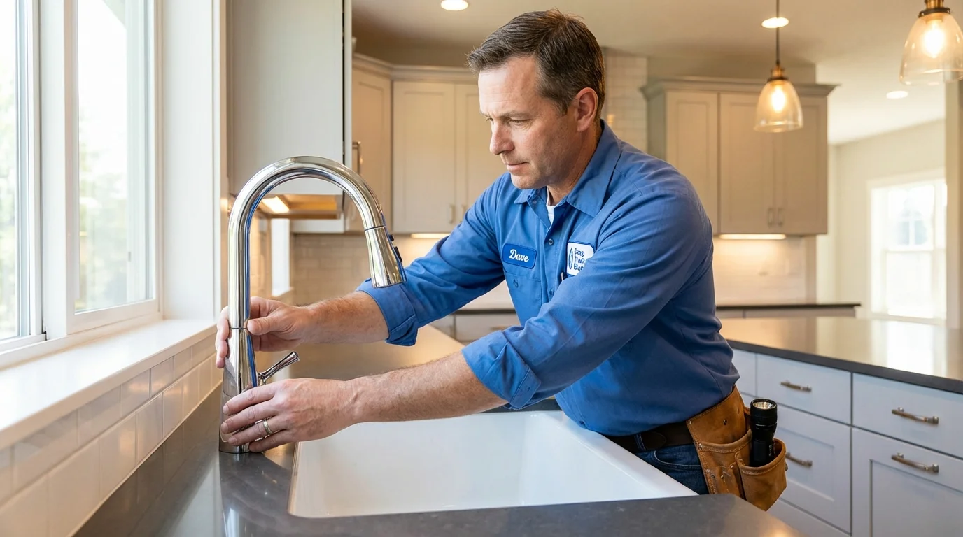 Kitchen faucet installation by Johns Plumbing LLC in Osterville