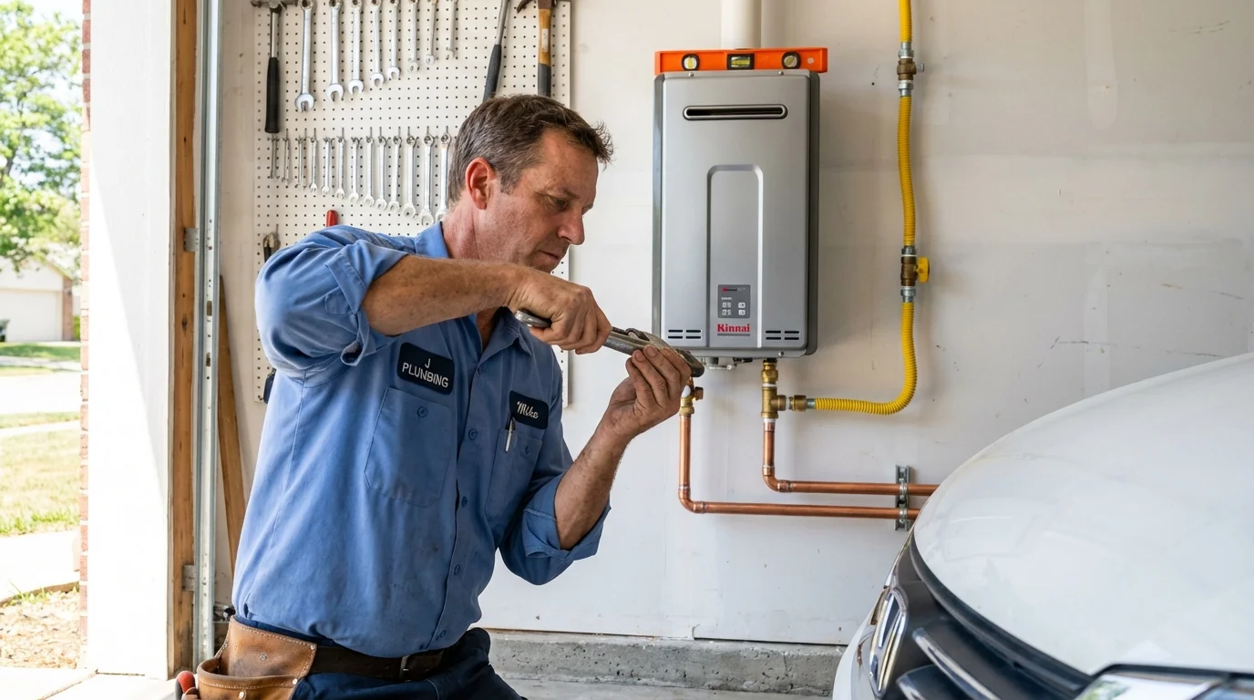 Tankless water heater installation by a Johns Plumbing LLC plumber in Osterville